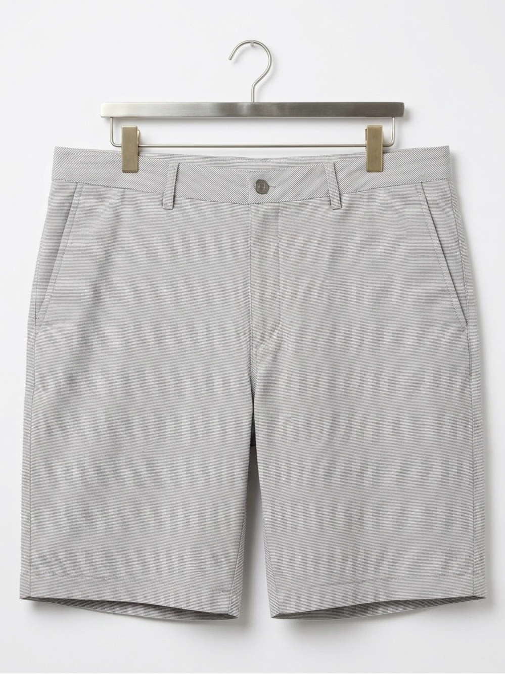 Black Clover Men's Cream with dark Gray Stripes performance golf Shorts